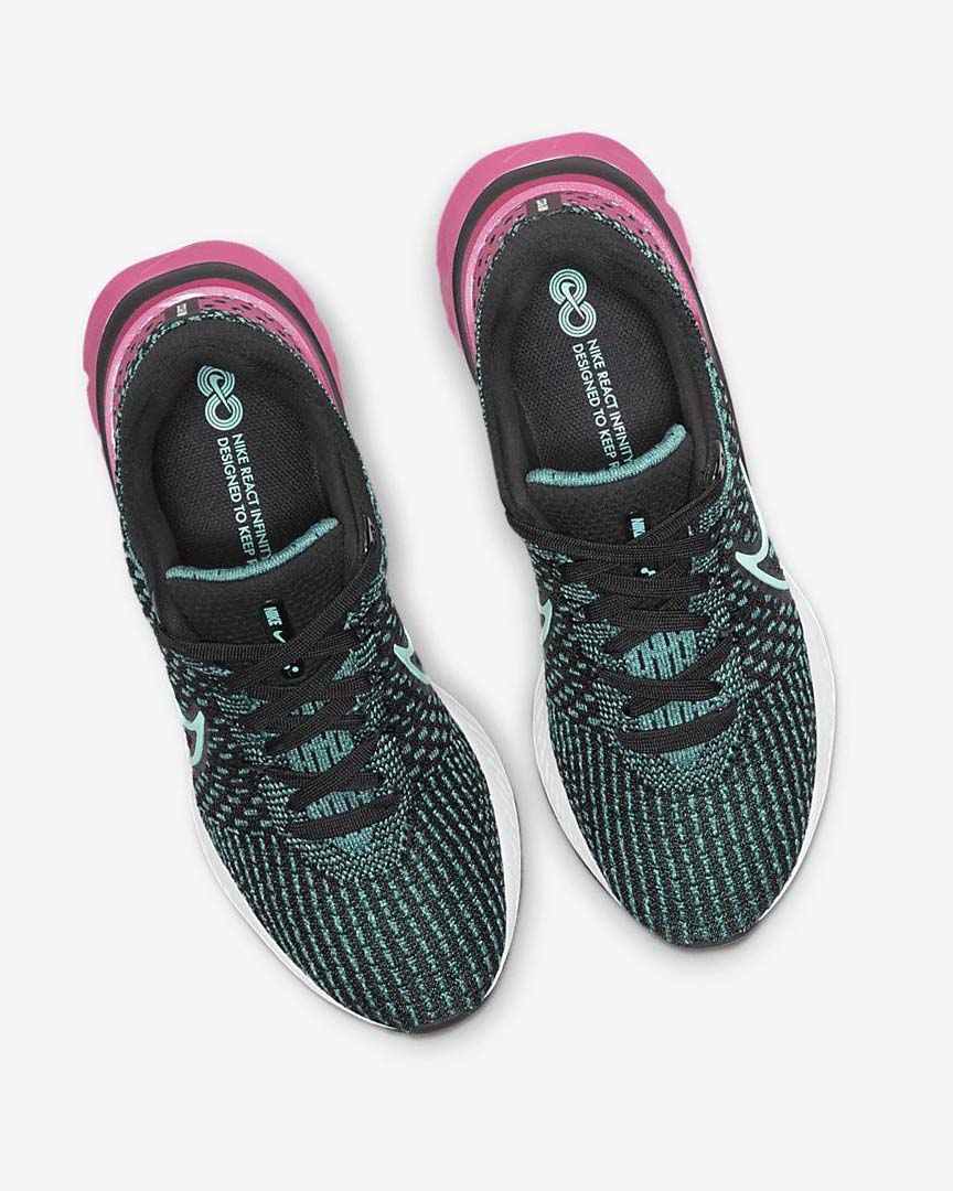 Zapatillas Running Nike React Infinity Run Flyknit 3 Mujer Negras Rosas Turquesa Turquesa | AR5481