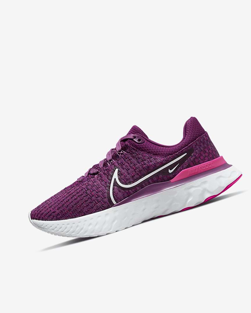 Zapatillas Running Nike React Infinity Run Flyknit 3 Mujer Burdeos Claro Rosas Blancas | AR5487