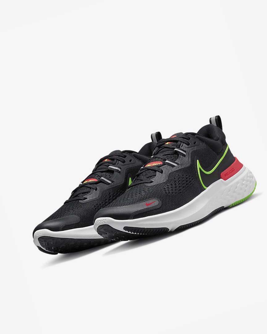 Zapatillas Running Nike React Miler 2 Hombre Negras Rojas Blancas Verde | AR2239