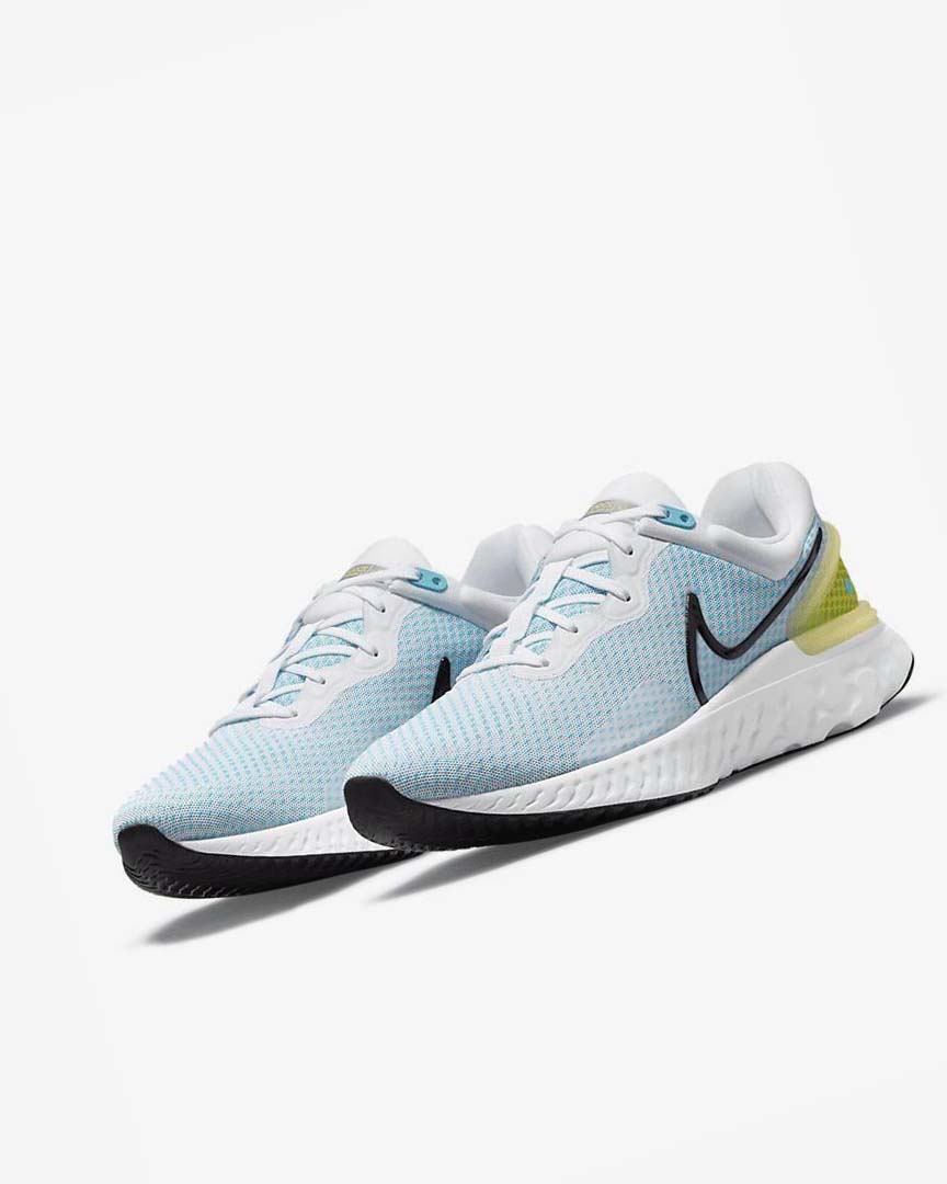 Zapatillas Running Nike React Miler 3 Hombre Blancas Azules Negras | AR3222