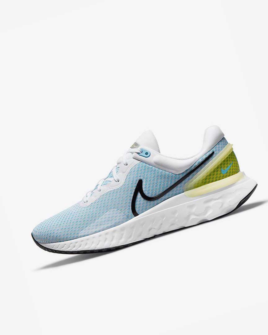 Zapatillas Running Nike React Miler 3 Hombre Blancas Azules Negras | AR3222