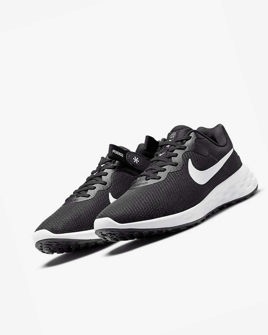 Zapatillas Running Nike Revolution 6 FlyEase Next Nature Hombre Negras Gris Blancas | AR2495