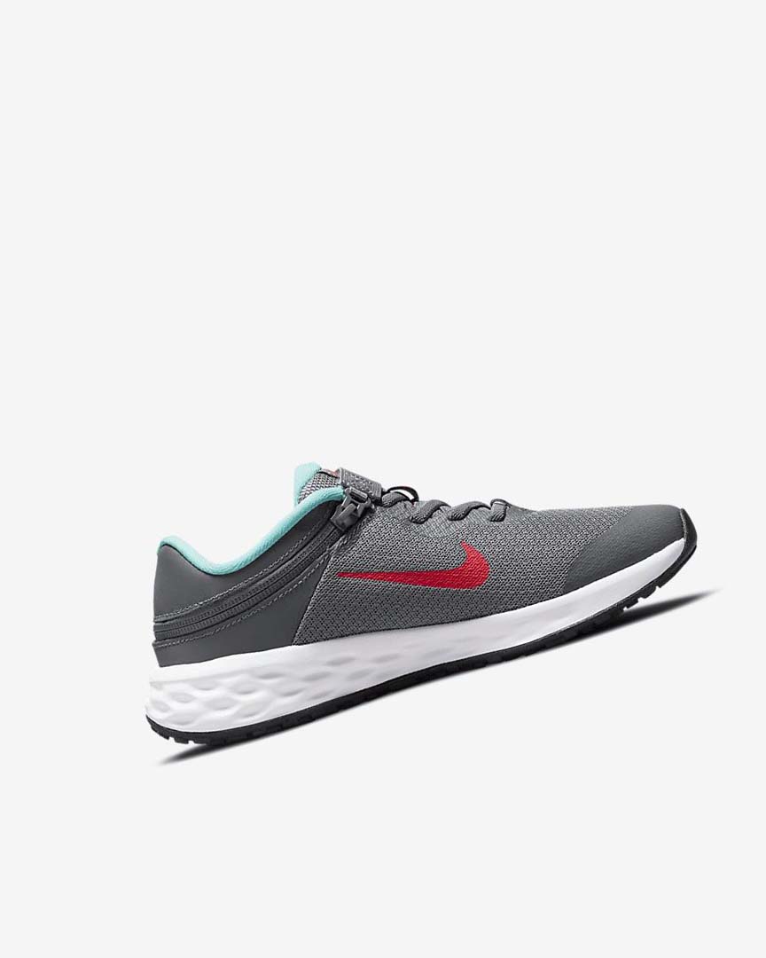 Zapatillas Running Nike Revolution 6 FlyEase Niño Gris Turquesa Rojas | AR2744