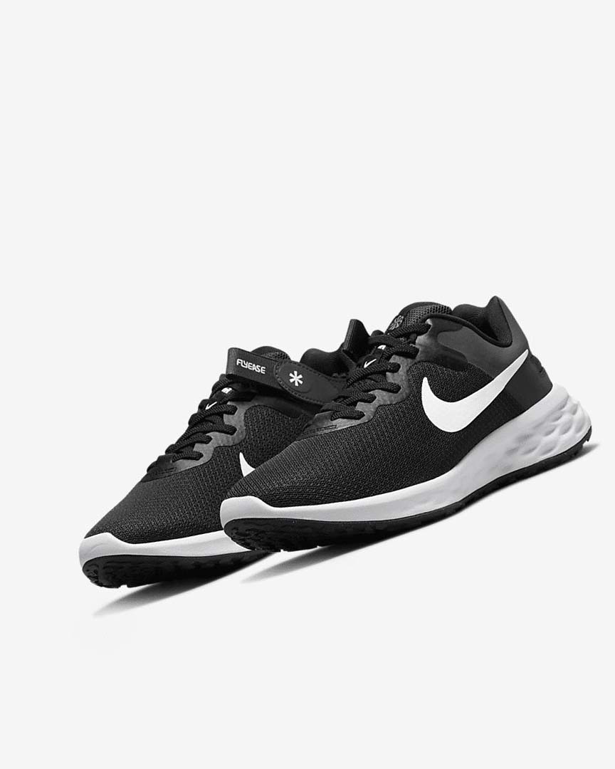 Zapatillas Running Nike Revolution 6 FlyEase Next Nature Mujer Negras Gris Oscuro Gris Blancas | AR4591