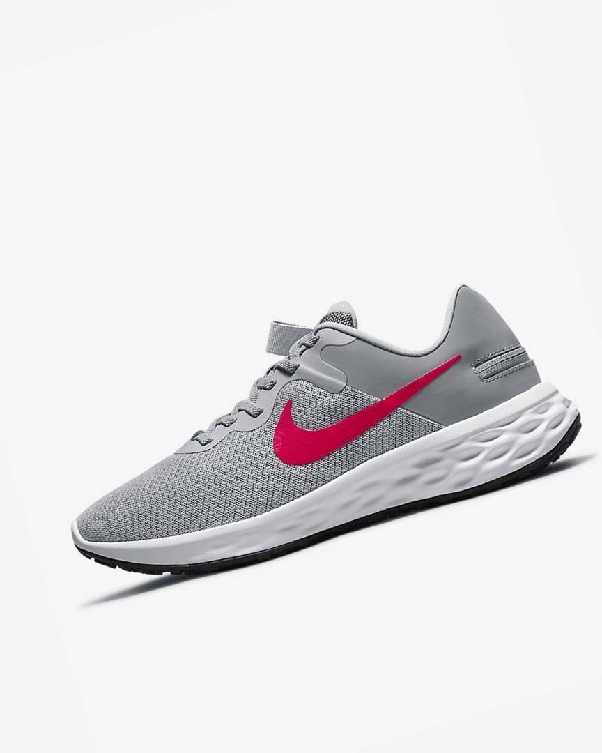 Zapatillas Running Nike Revolution 6 FlyEase Next Nature Hombre Gris Claro Gris Gris Oscuro Rojas | AR4639