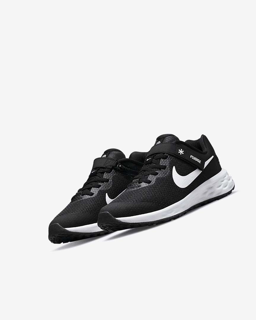 Zapatillas Running Nike Revolution 6 FlyEase Niño Negras Gris Oscuro Blancas | AR4923