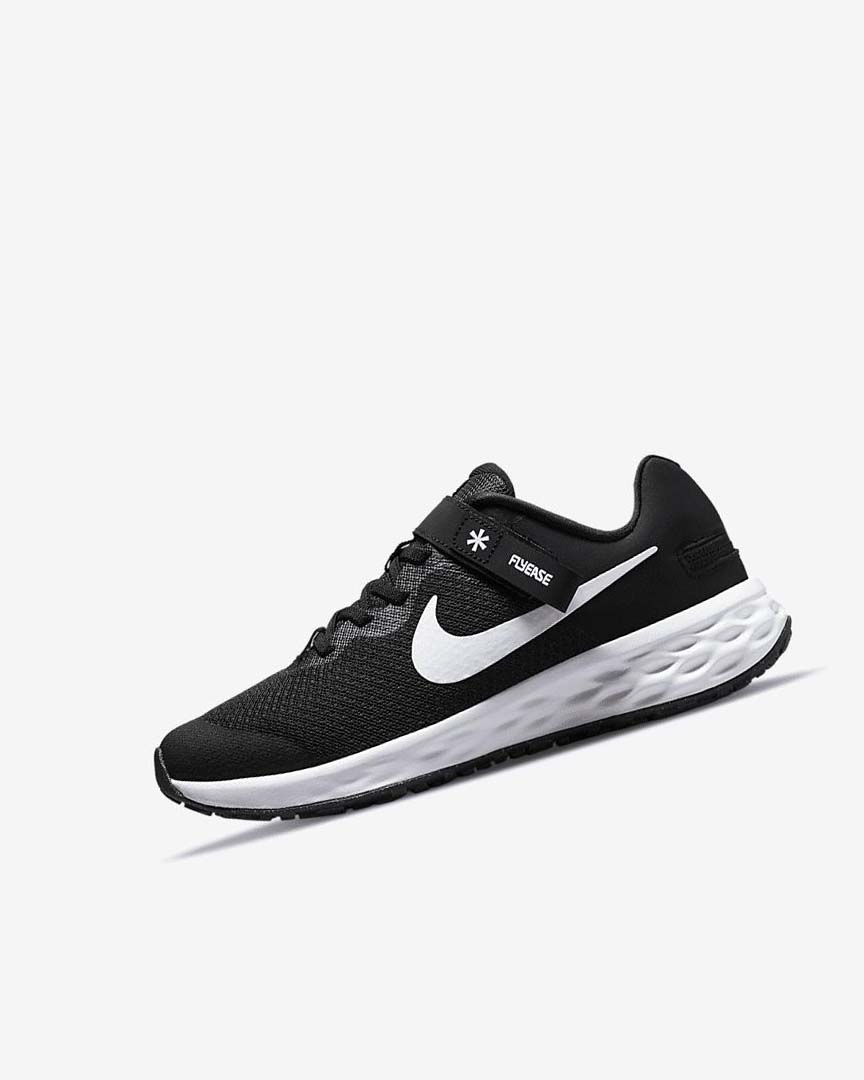 Zapatillas Running Nike Revolution 6 FlyEase Niño Negras Gris Oscuro Blancas | AR4923