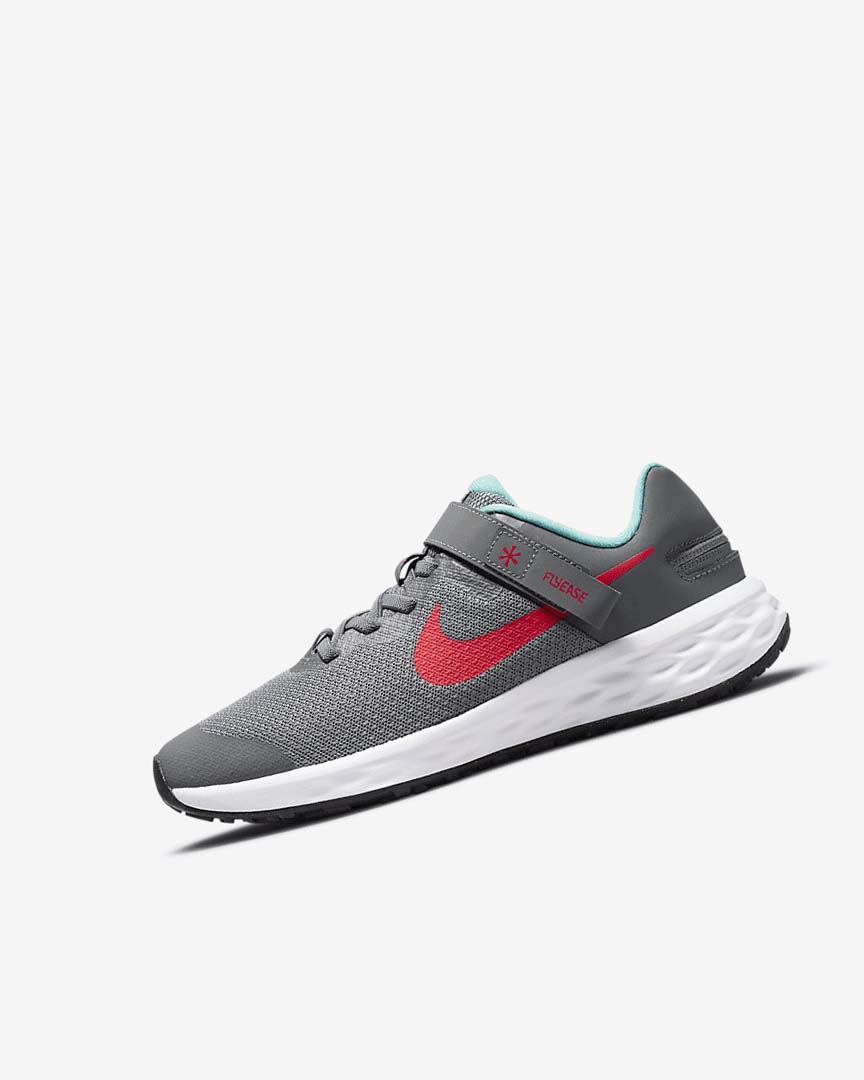 Zapatillas Running Nike Revolution 6 FlyEase Niña Gris Turquesa Rojas | AR5587