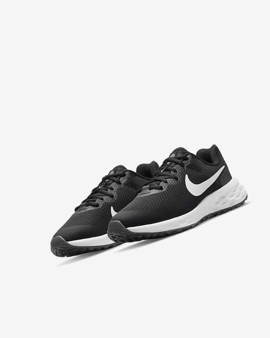 Zapatillas Running Nike Revolution 6 Niño Negras Gris Oscuro Blancas | AR2737