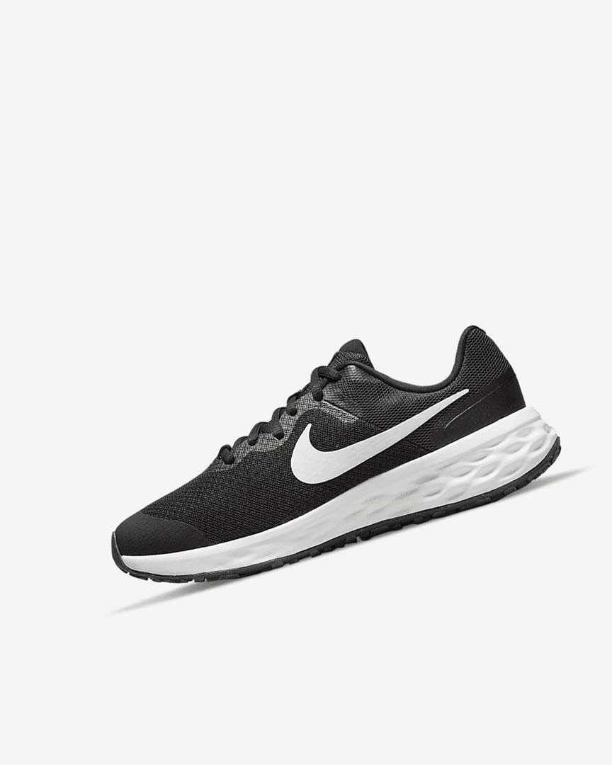 Zapatillas Running Nike Revolution 6 Niño Negras Gris Oscuro Blancas | AR2737