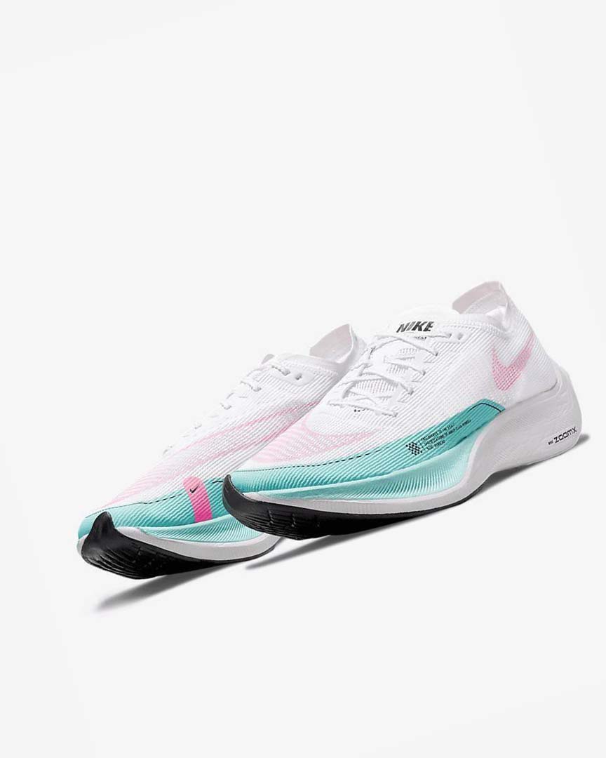 Zapatillas Running Nike ZoomX Vaporfly Next% 2 Hombre Blancas Turquesa Rosas | AR1102