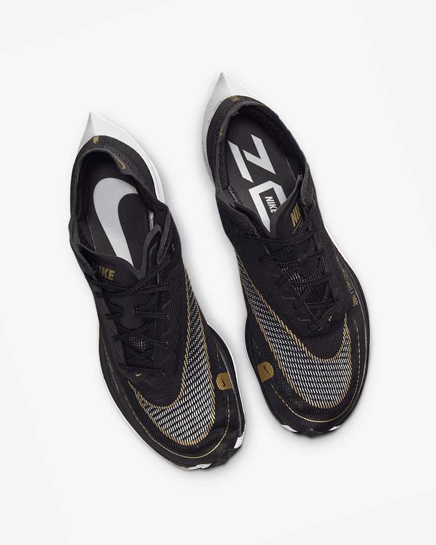 Zapatillas Running Nike ZoomX Vaporfly Next% 2 Hombre Negras Metal Doradas Blancas | AR4508