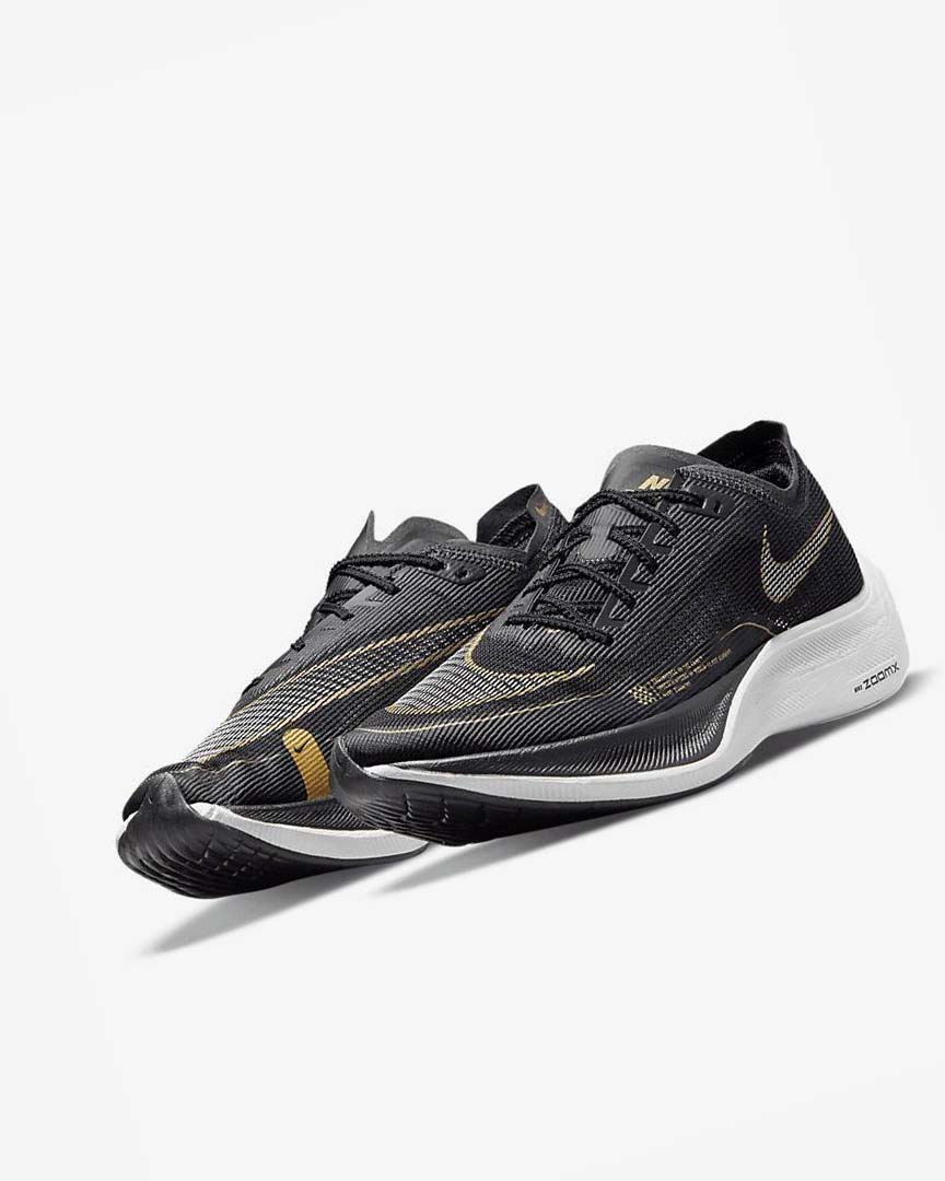 Zapatillas Running Nike ZoomX Vaporfly Next% 2 Hombre Negras Metal Doradas Blancas | AR4508