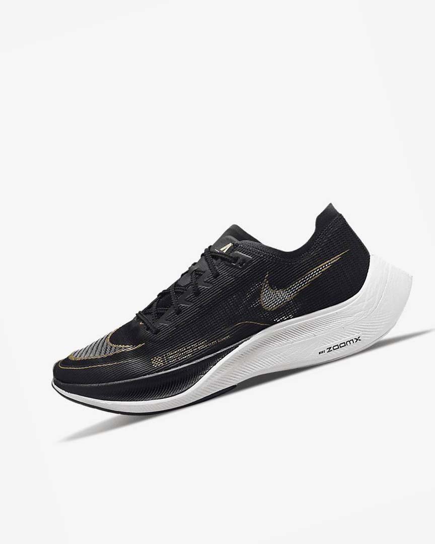 Zapatillas Running Nike ZoomX Vaporfly Next% 2 Hombre Negras Metal Doradas Blancas | AR4508