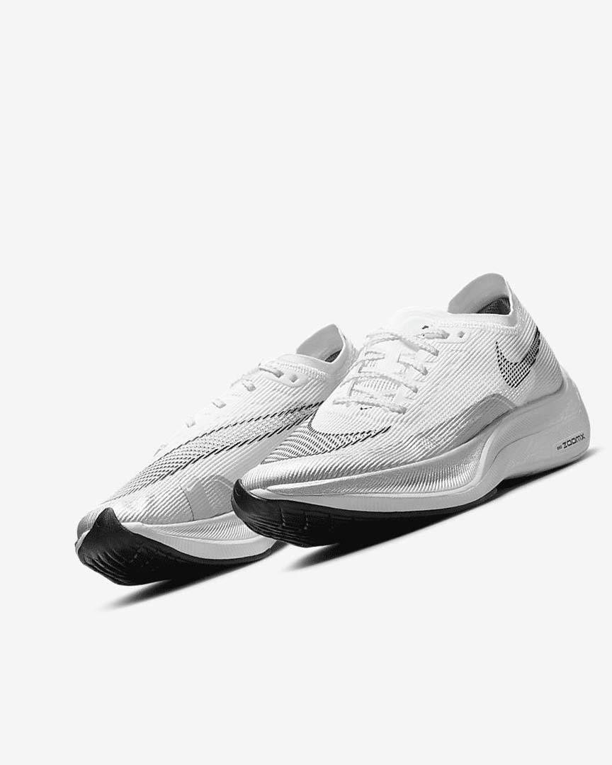 Zapatillas Running Nike ZoomX Vaporfly Next% 2 Mujer Blancas Metal Plateadas Negras | AR5153