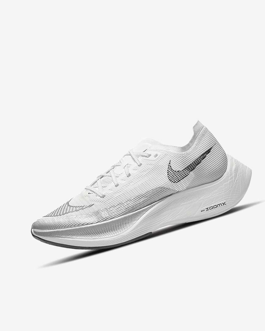 Zapatillas Running Nike ZoomX Vaporfly Next% 2 Mujer Blancas Metal Plateadas Negras | AR5153