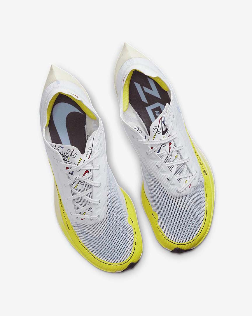 Zapatillas Running Nike ZoomX Vaporfly Next% 2 Mujer Blancas Amarillo Azules | AR5174