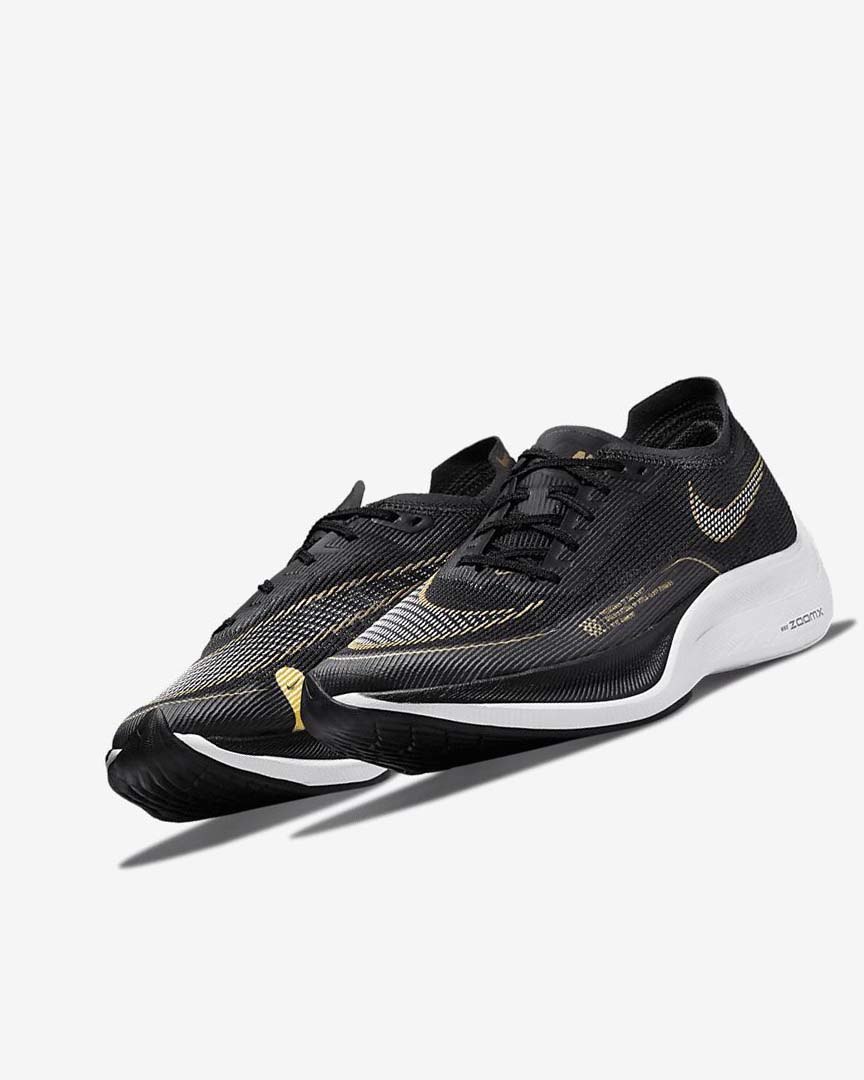 Zapatillas Running Nike ZoomX Vaporfly Next% 2 Mujer Negras Metal Doradas Blancas | AR5407