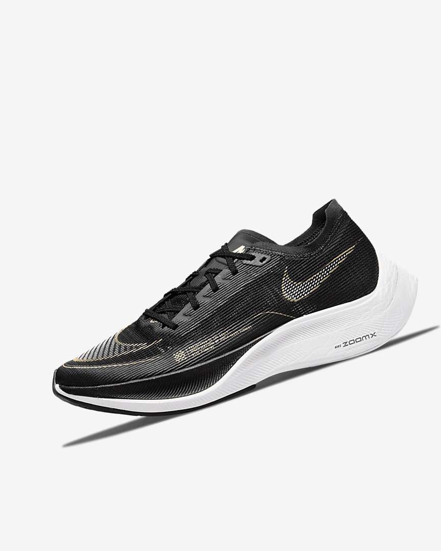 Zapatillas Running Nike ZoomX Vaporfly Next% 2 Mujer Negras Metal Doradas Blancas | AR5407