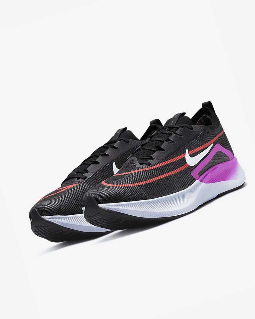 Zapatillas Running Nike Zoom Fly 4 Hombre Negras Moradas Blancas | AR4750