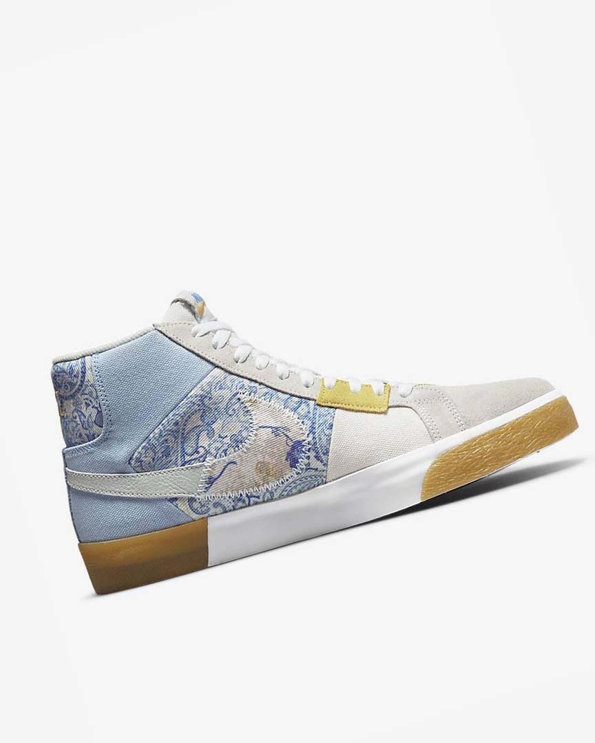 Zapatillas Skate Nike SB Zoom Blazer Mid PRM Hombre Azules Gris Amarillo | AR2773