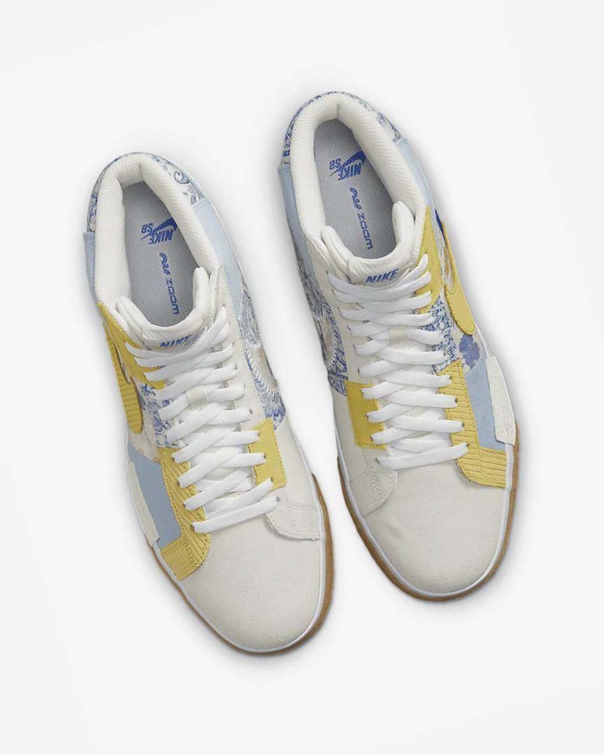 Zapatillas Skate Nike SB Zoom Blazer Mid PRM Hombre Azules Gris Amarillo | AR2773