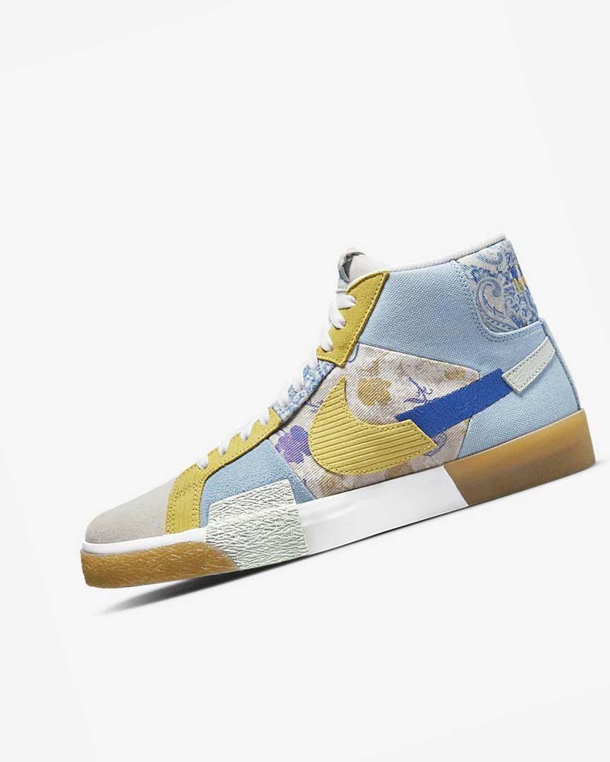 Zapatillas Skate Nike SB Zoom Blazer Mid PRM Hombre Azules Gris Amarillo | AR2773