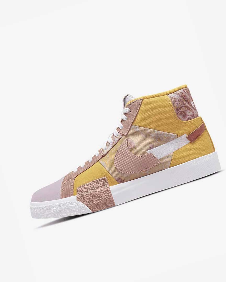 Zapatillas Skate Nike SB Zoom Blazer Mid PRM Hombre Doradas Blancas | AR5187