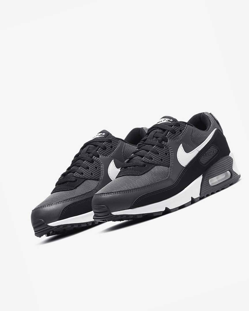 Zapatos Casuales Nike Air Max 90 Hombre Gris Gris Oscuro Negras Blancas | AR5361