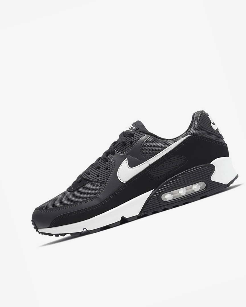 Zapatos Casuales Nike Air Max 90 Hombre Gris Gris Oscuro Negras Blancas | AR5361