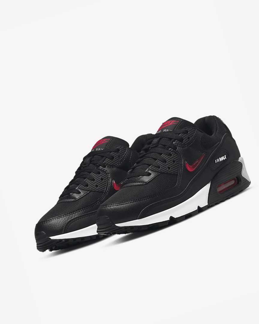 Zapatos Casuales Nike Air Max 90 Hombre Negras Blancas Rojas | AR5588