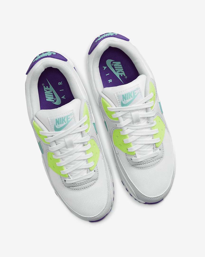 Zapatos Casuales Nike Air Max 90 Mujer Blancas Blancas Plateadas Turquesa | AR5452