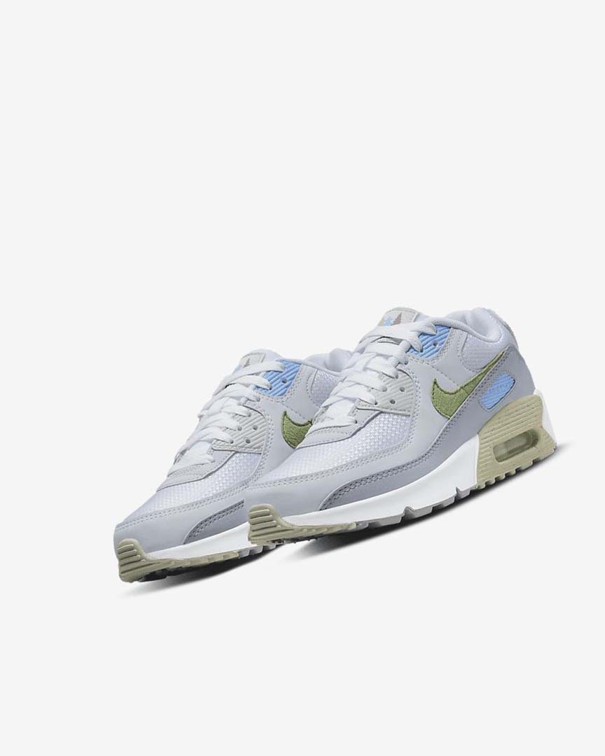 Zapatos Casuales Nike Air Max 90 Niña Blancas Azules Gris | AR2299