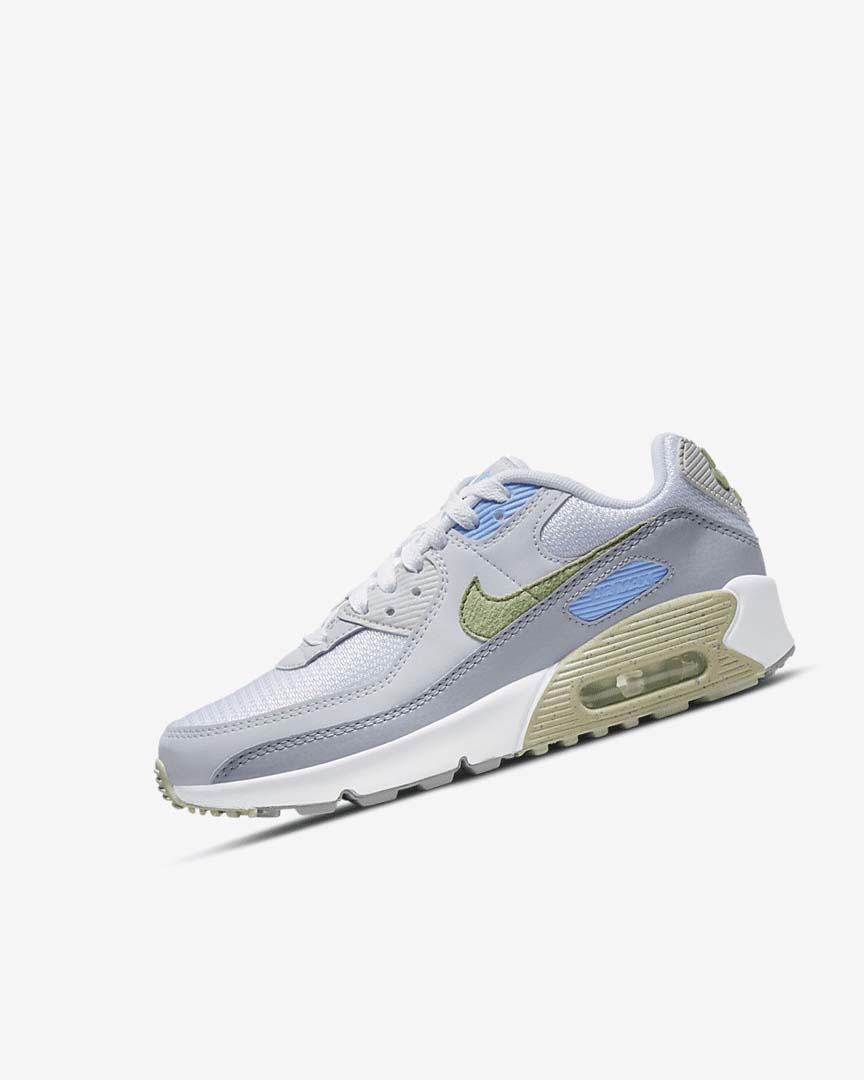 Zapatos Casuales Nike Air Max 90 Niña Blancas Azules Gris | AR2299