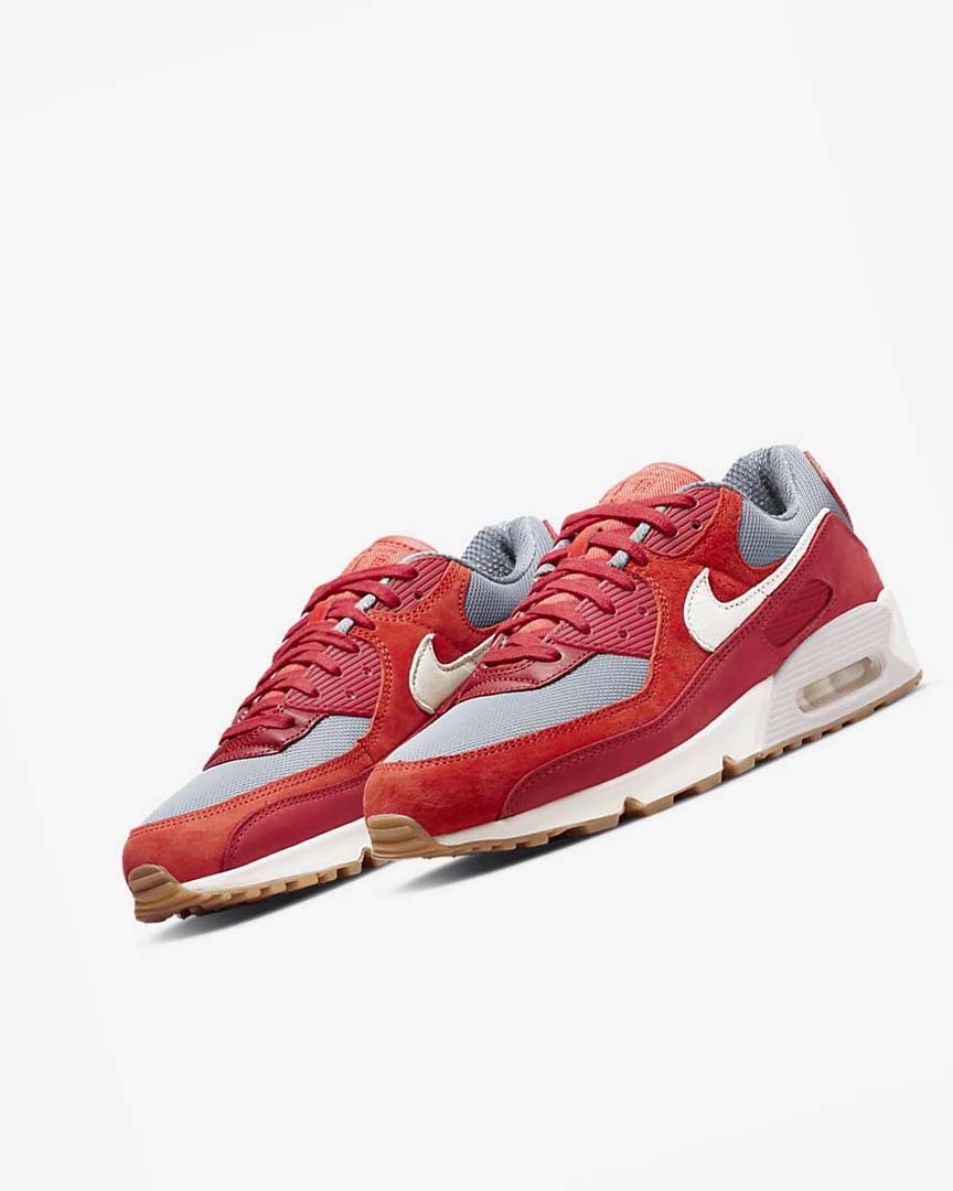 Zapatos Casuales Nike Air Max 90 Premium Hombre Rojas Rojas Gris Blancas | AR4716