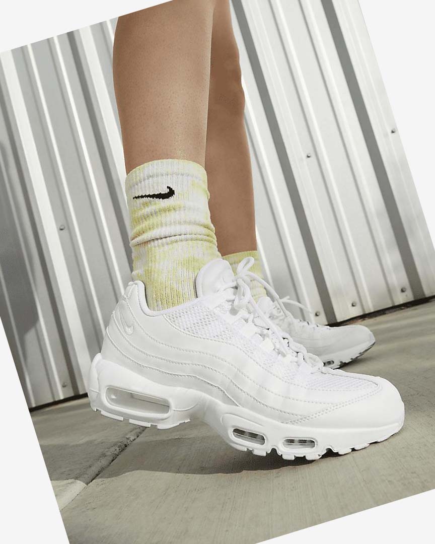 Zapatos Casuales Nike Air Max 95 Mujer Blancas Metal Plateadas Blancas | AR2752