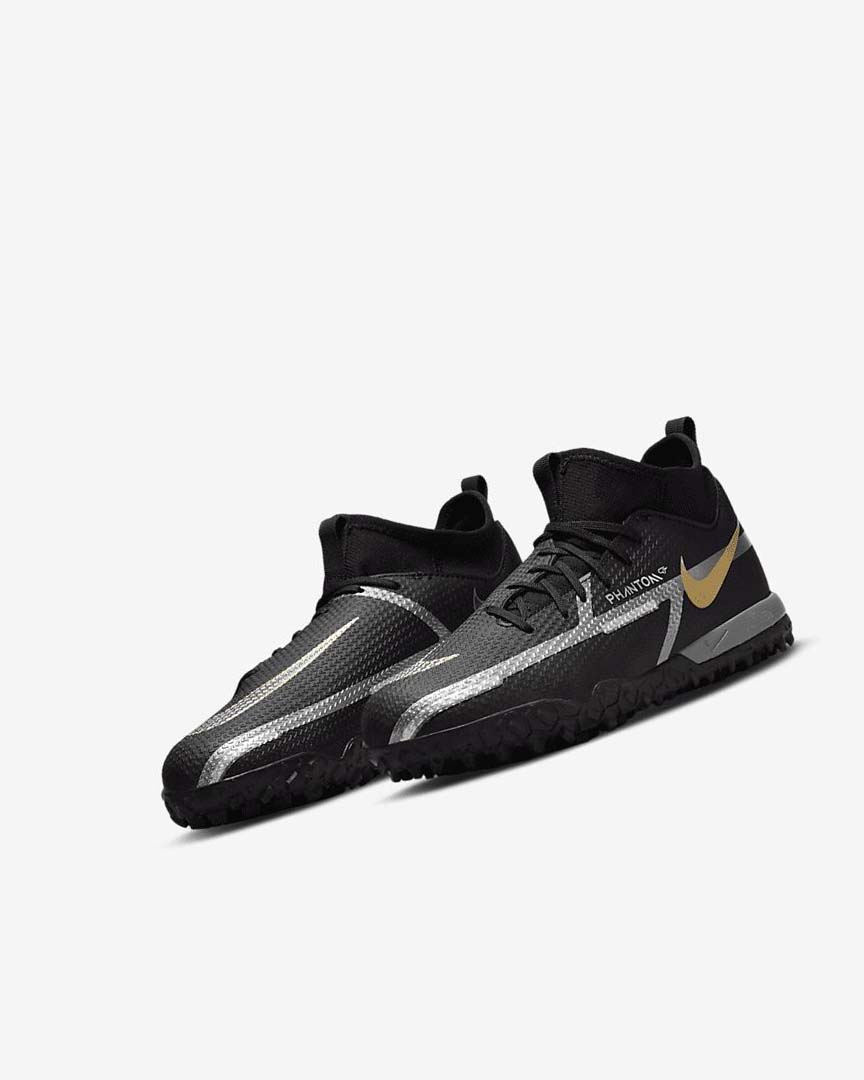 Zapatos De Fútbol Nike Jr. Phantom GT2 Academy Dynamic Fit TF Niño Negras Metal Doradas Gris Oscuro Metal Gris Oscuro | AR2734