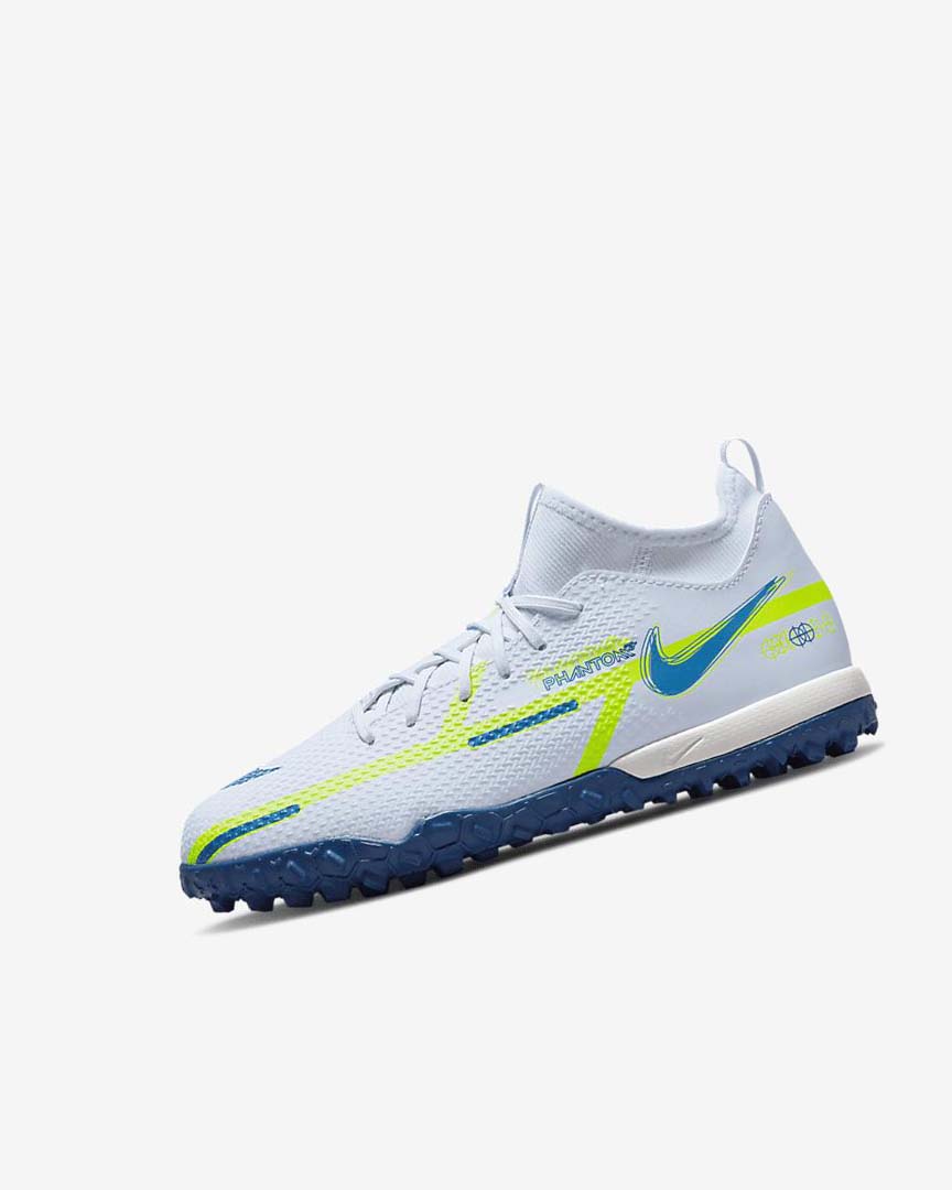 Zapatos De Fútbol Nike Jr. Phantom GT2 Academy Dynamic Fit TF Niña Gris Azules Claro Azules Oscuro | AR4626