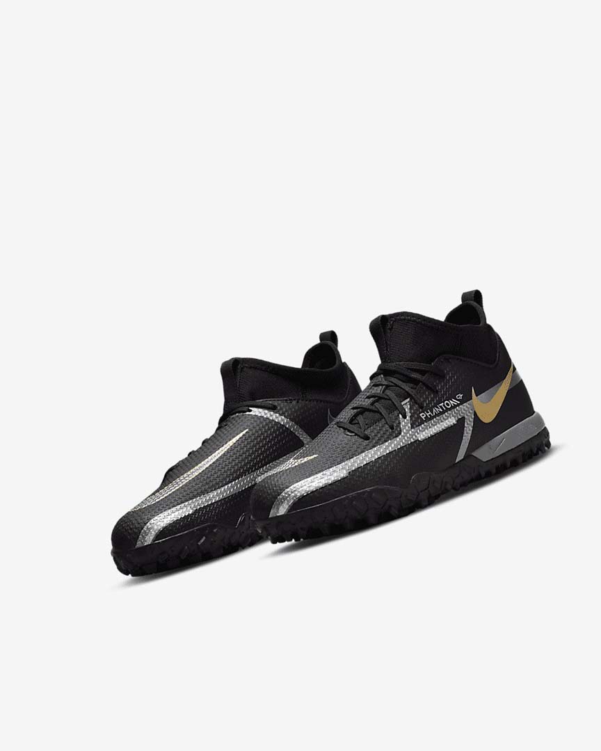 Zapatos De Fútbol Nike Jr. Phantom GT2 Academy Dynamic Fit TF Niña Negras Metal Doradas Gris Oscuro Metal Gris Oscuro | AR4627