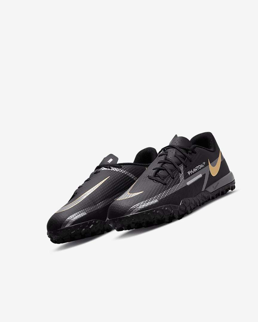 Zapatos De Fútbol Nike Jr. Phantom GT2 Academy TF Niño Negras Metal Doradas Gris Oscuro Metal Gris Oscuro | AR5397