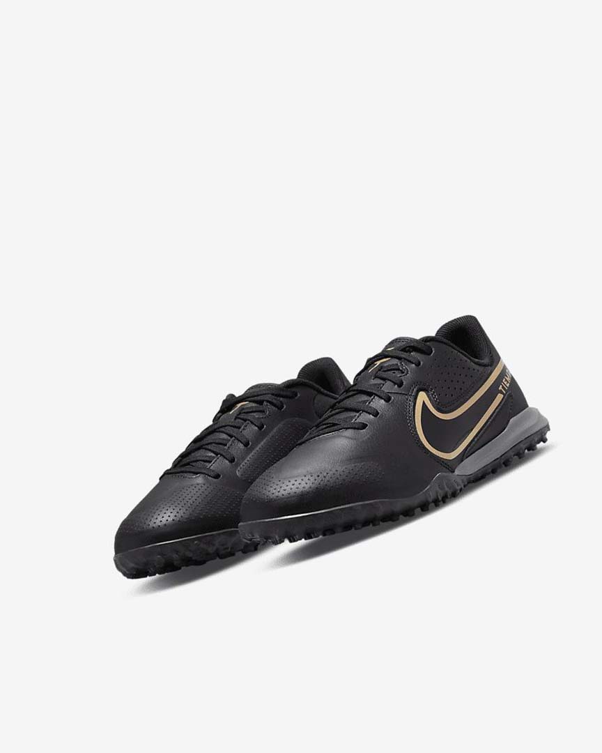 Zapatos De Fútbol Nike Jr. Tiempo Legend 9 Academy TF Niño Negras Gris Oscuro Metal Doradas Negras | AR2512