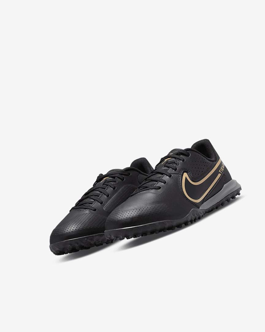 Zapatos De Fútbol Nike Jr. Tiempo Legend 9 Academy TF Niña Negras Gris Oscuro Metal Doradas Negras | AR5058