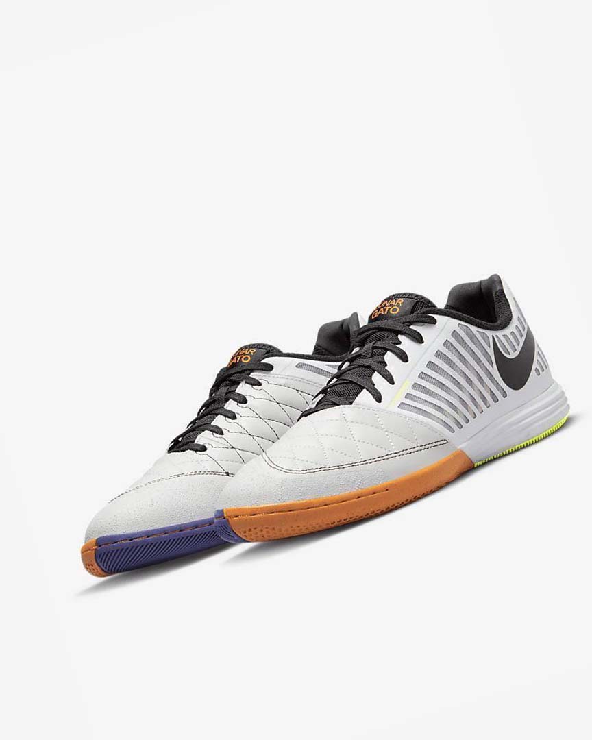 Zapatos De Fútbol Nike Lunar Gato II IC Hombre Blancas Amarillo Oscuro Negras | AR1155