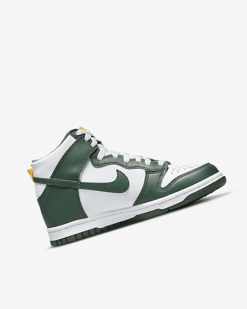 Zapatos Nike Dunk High Niña Verde Doradas Blancas | AR2312