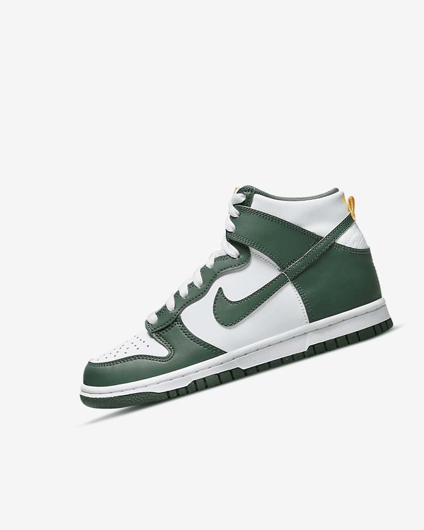 Zapatos Nike Dunk High Niña Verde Doradas Blancas | AR2312