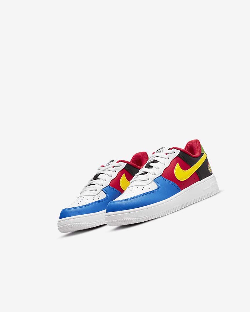 Zapatos Nike Force 1 LV8 Niño Blancas Rojas Azul Real Doradas | AR4899