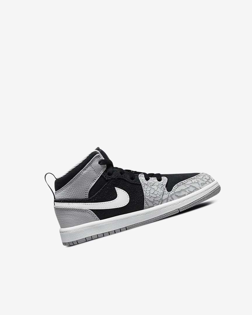 Zapatos Nike Jordan 1 Mid SE Niño Negras Blancas Gris Claro Rojas | AR2364