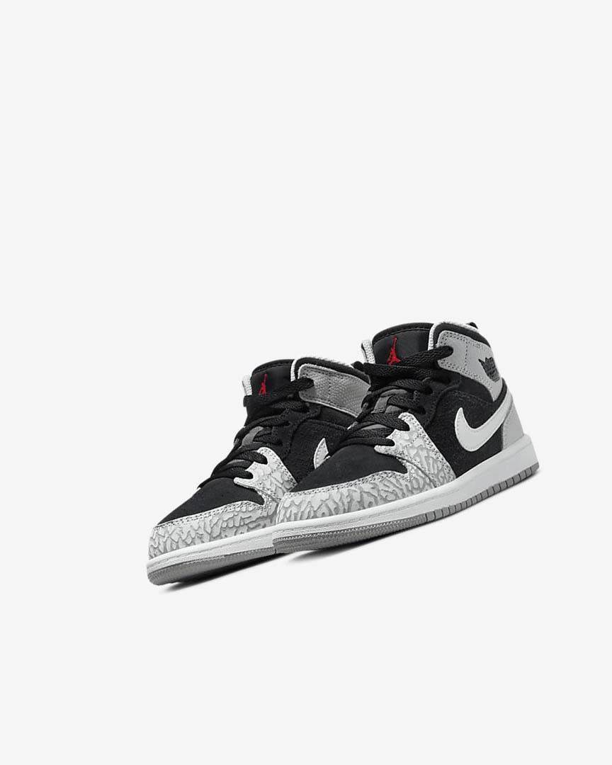 Zapatos Nike Jordan 1 Mid SE Niño Negras Blancas Gris Claro Rojas | AR2364