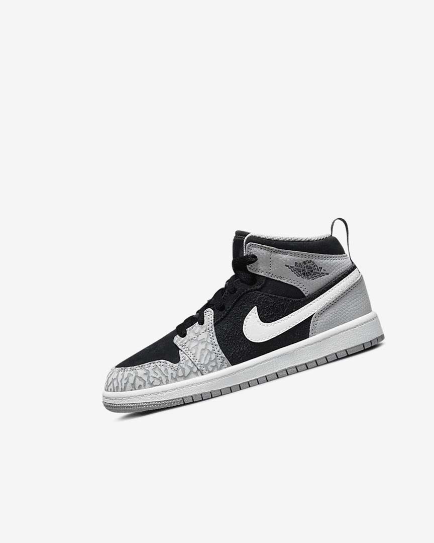 Zapatos Nike Jordan 1 Mid SE Niño Negras Blancas Gris Claro Rojas | AR2364