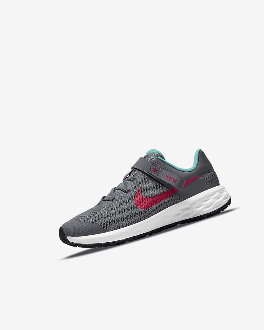 Zapatos Nike Revolution 6 FlyEase Niña Gris Turquesa Rojas | AR5425